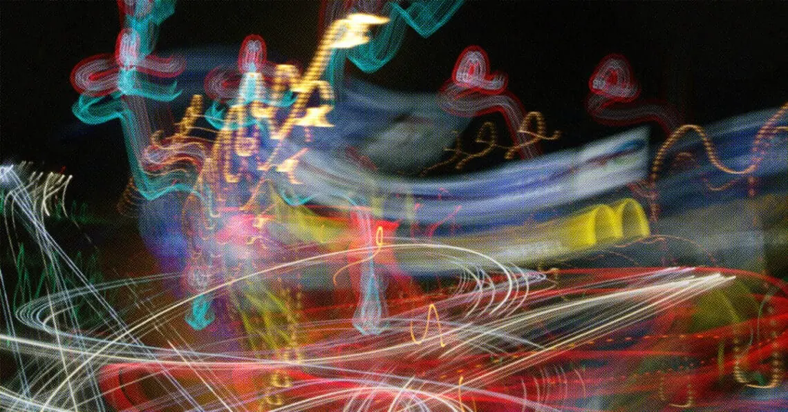 swirling multicolored light strands