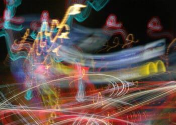 swirling multicolored light strands