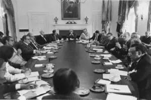 Ford, Kissinger, Levi in Cabinet meeting