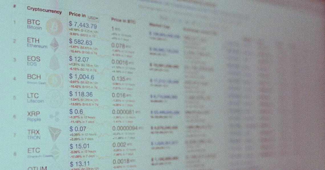 cryptocurrency prices display