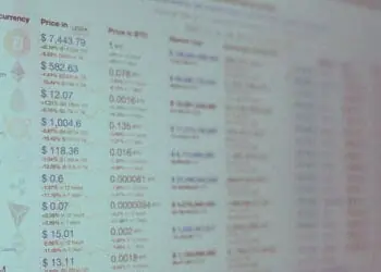 cryptocurrency prices display