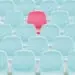 red seat amid blue seats