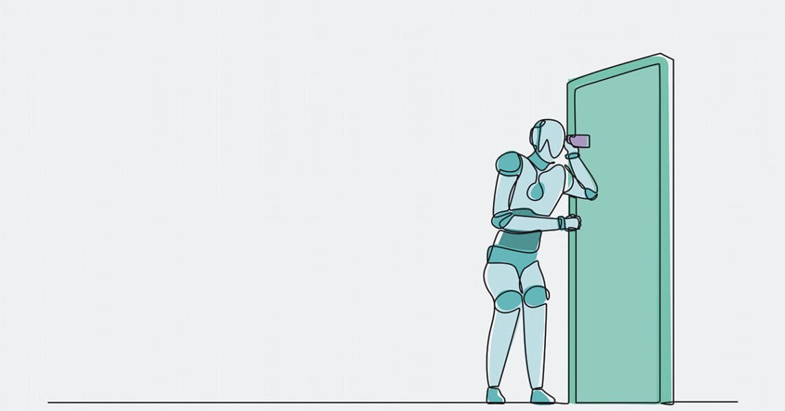 robot eavesdropping on meeting