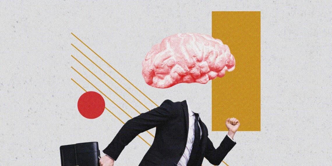 business using ai concept brain executive running