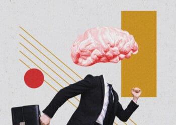 business using ai concept brain executive running