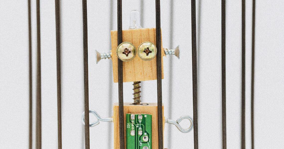 cute robot in jail