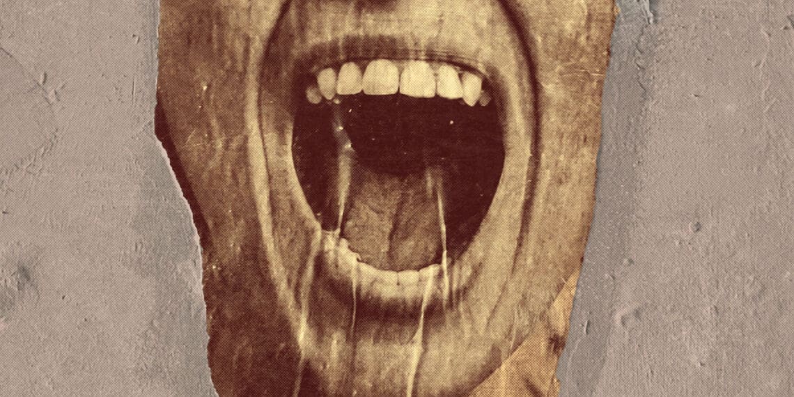 person with screaming face