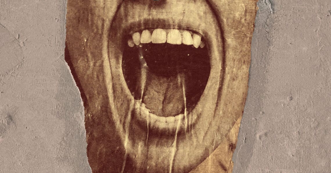 person with screaming face