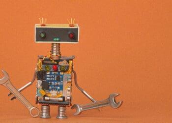 robot with wrenches in both hands