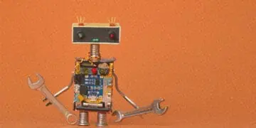robot with wrenches in both hands