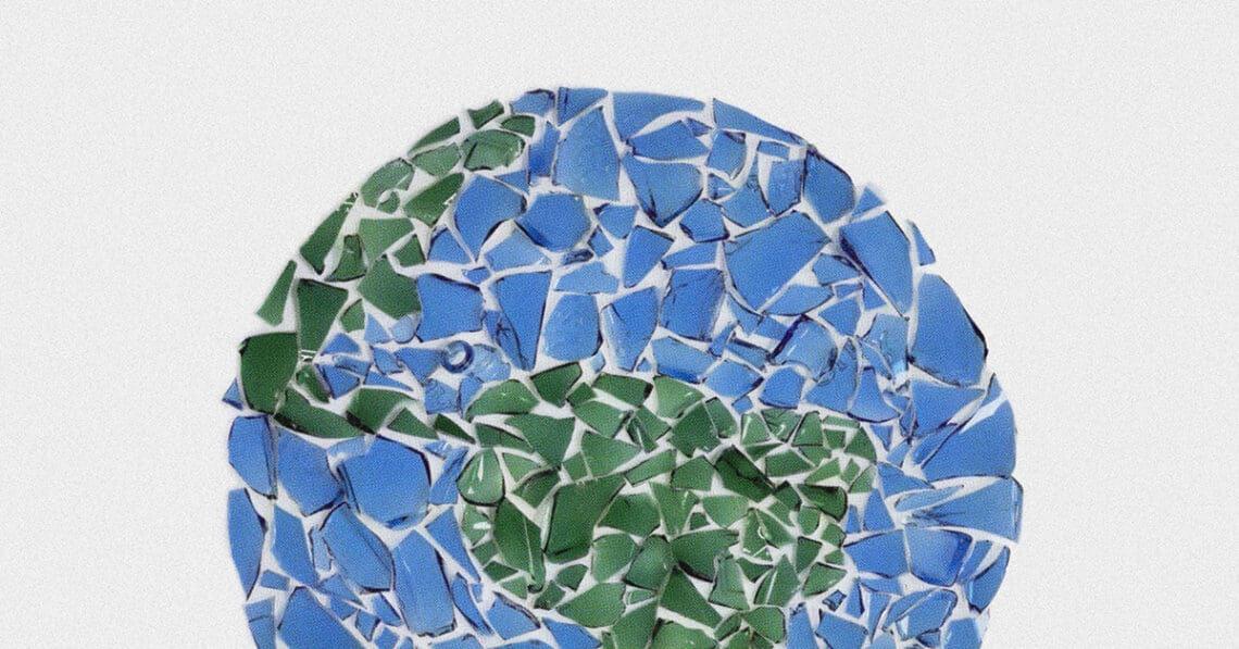 shattered glass globe mosaic