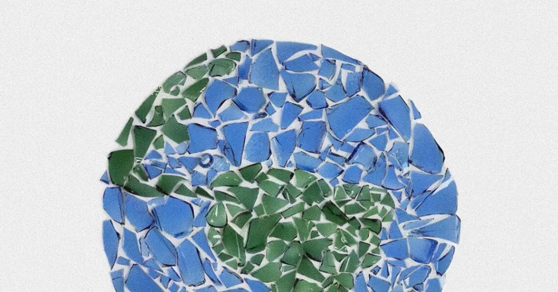 shattered glass globe mosaic