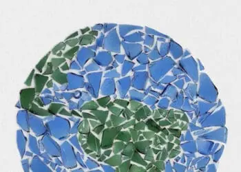 shattered glass globe mosaic