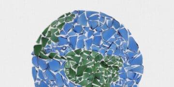 shattered glass globe mosaic