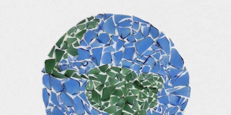 shattered glass globe mosaic