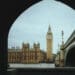 uk parliament seen from under bridge