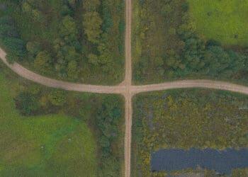 divergent paths aerial view