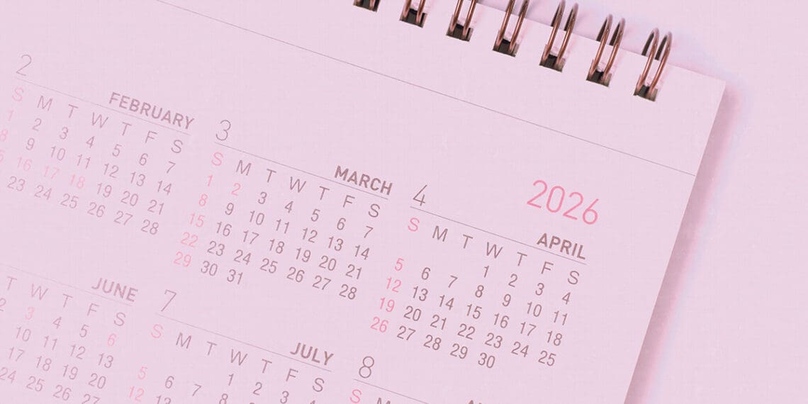 calendar showing 2026
