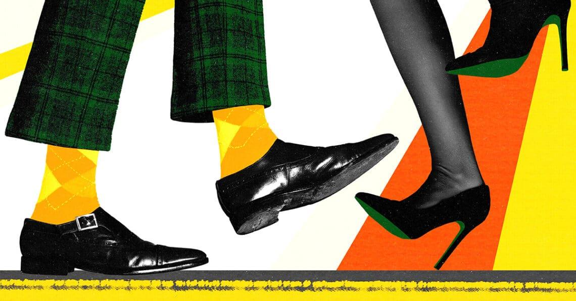 illustration of people's feet while they dance