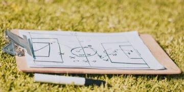 sports gameplan on clipboard