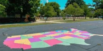 us map in chalk on pavement
