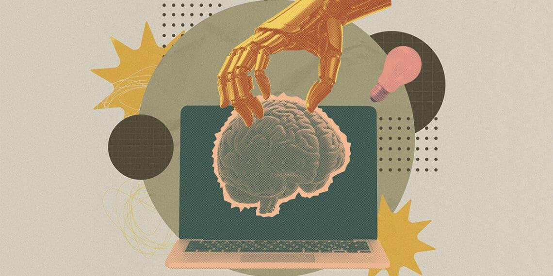 business using AI concept collage