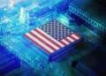 us flag on computer chip