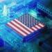 us flag on computer chip