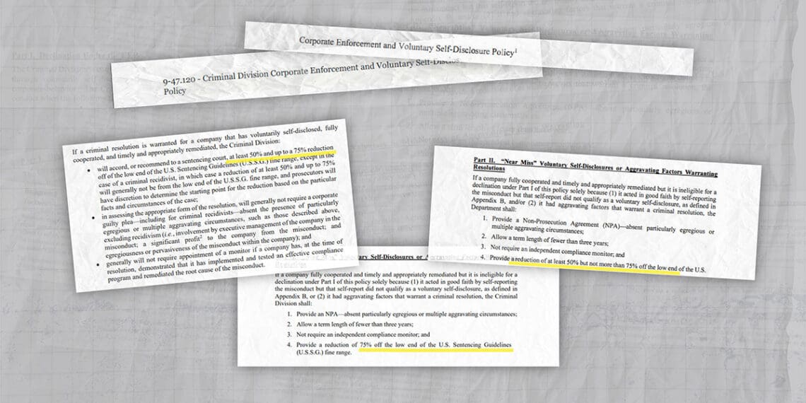 corporate enforcement policy wording changes collage