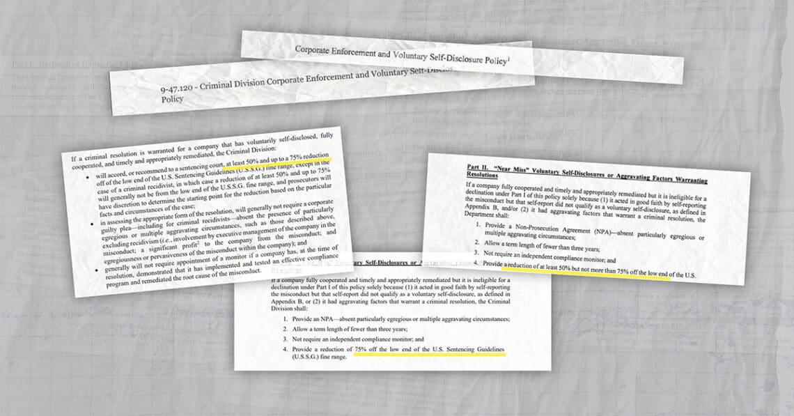corporate enforcement policy wording changes collage