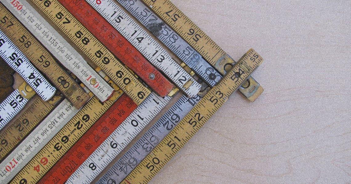 different measuring sticks lined up