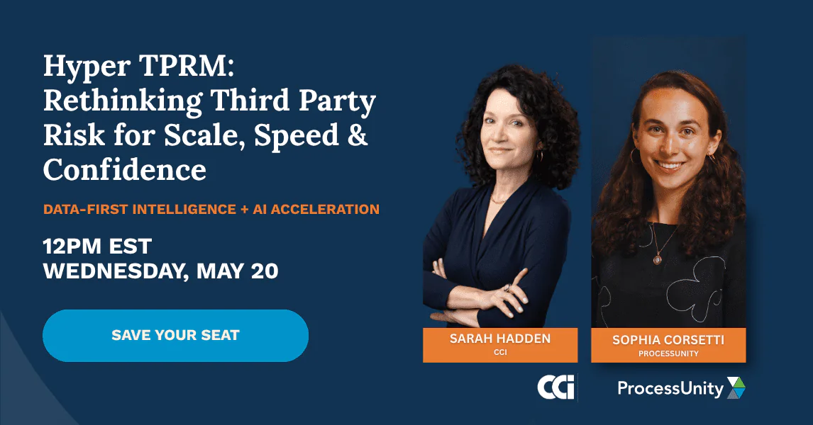 CCI Webinar May20 ProcessUnity Hyper TPRM Banner