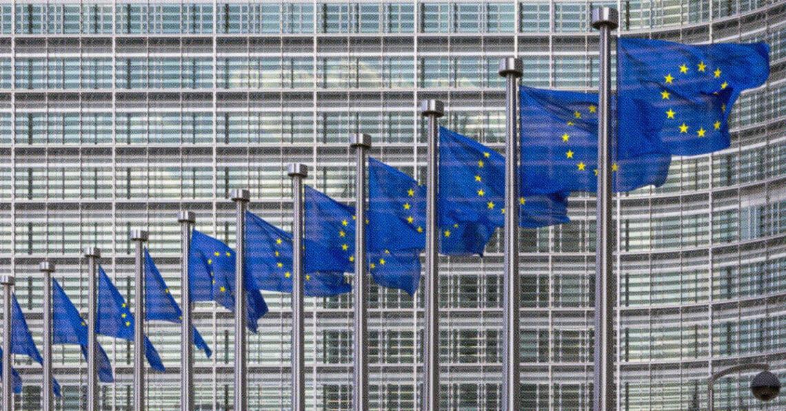 eu flags outside eu building