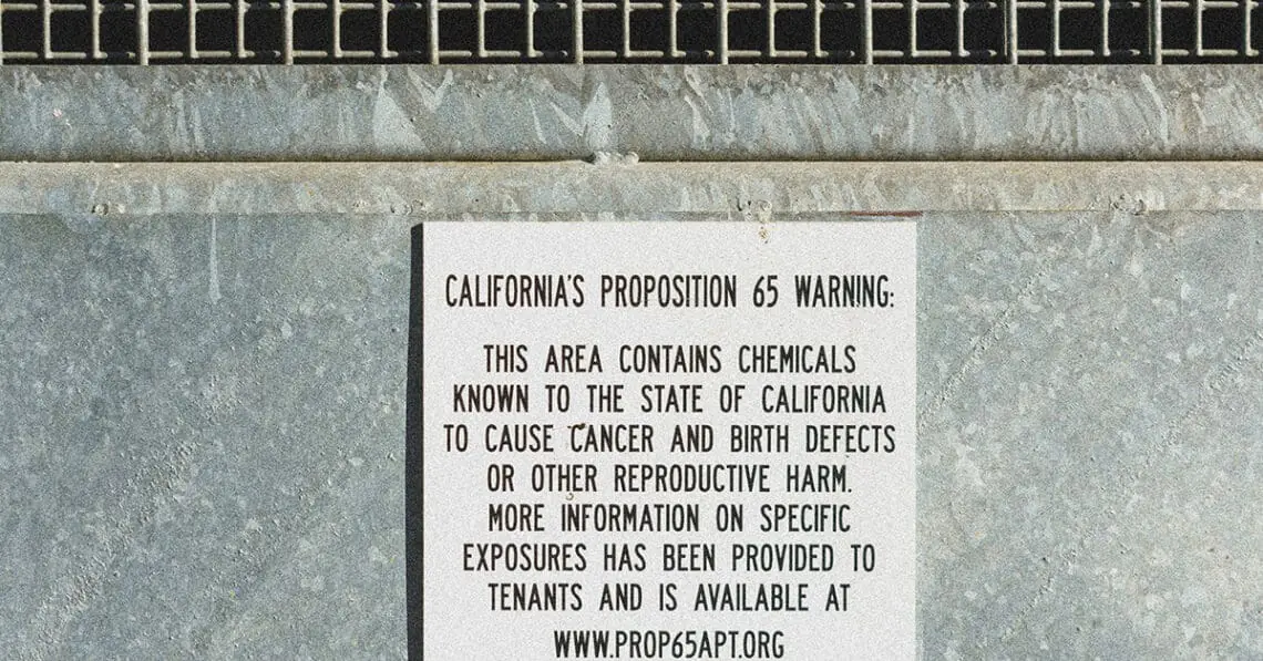 california prop 65 warning sign in parking lot