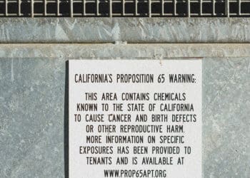 california prop 65 warning sign in parking lot