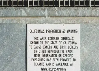california prop 65 warning sign in parking lot