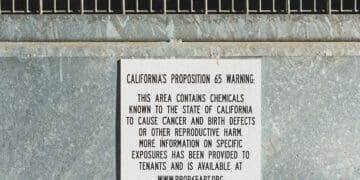 california prop 65 warning sign in parking lot