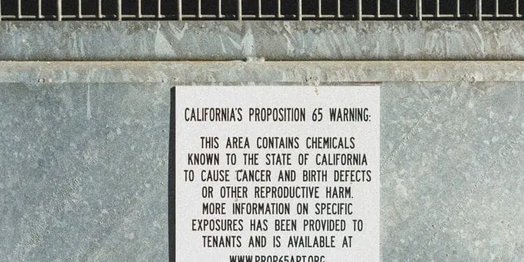 california prop 65 warning sign in parking lot