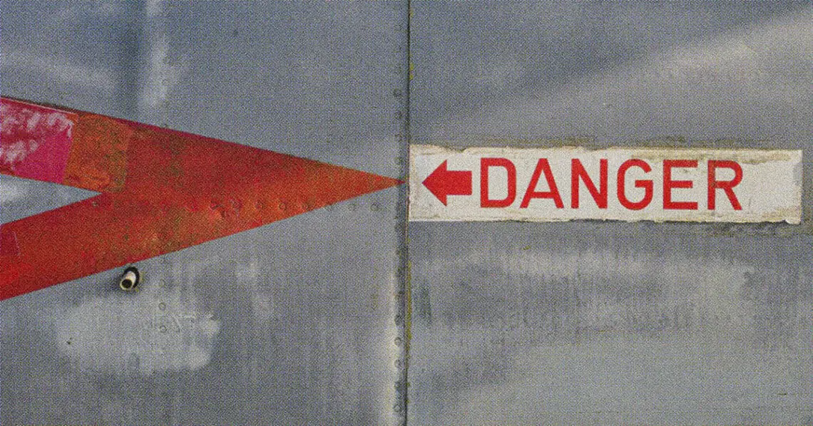 danger sign on wall