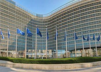 eu flags outside building