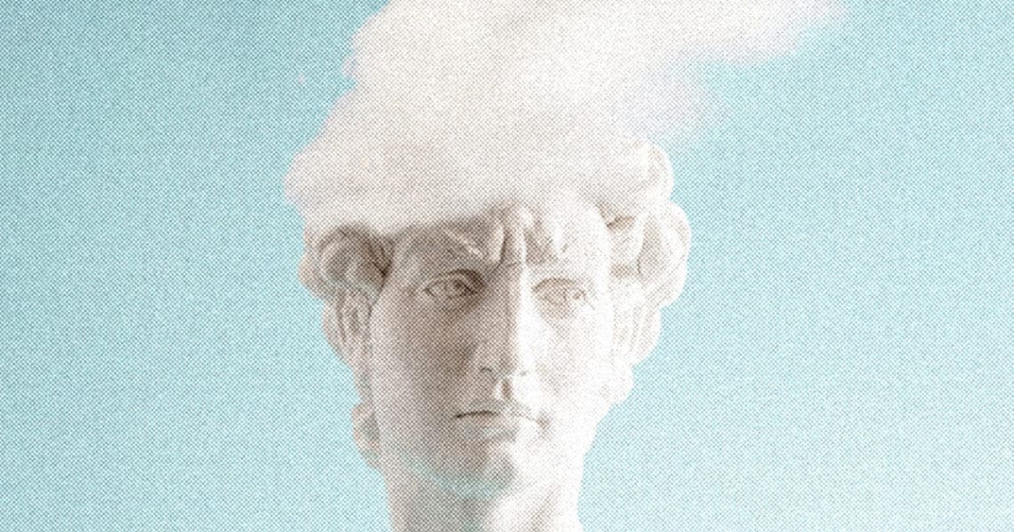 inner critic concept ancient head with cloud