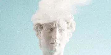 inner critic concept ancient head with cloud
