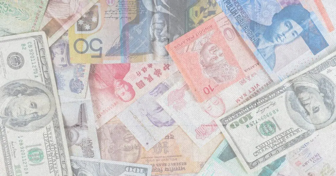 A collection of international currencies