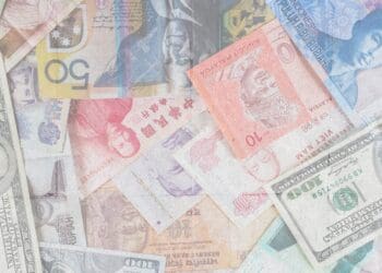 A collection of international currencies
