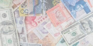 A collection of international currencies