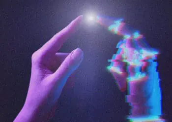 robot and human hand touching