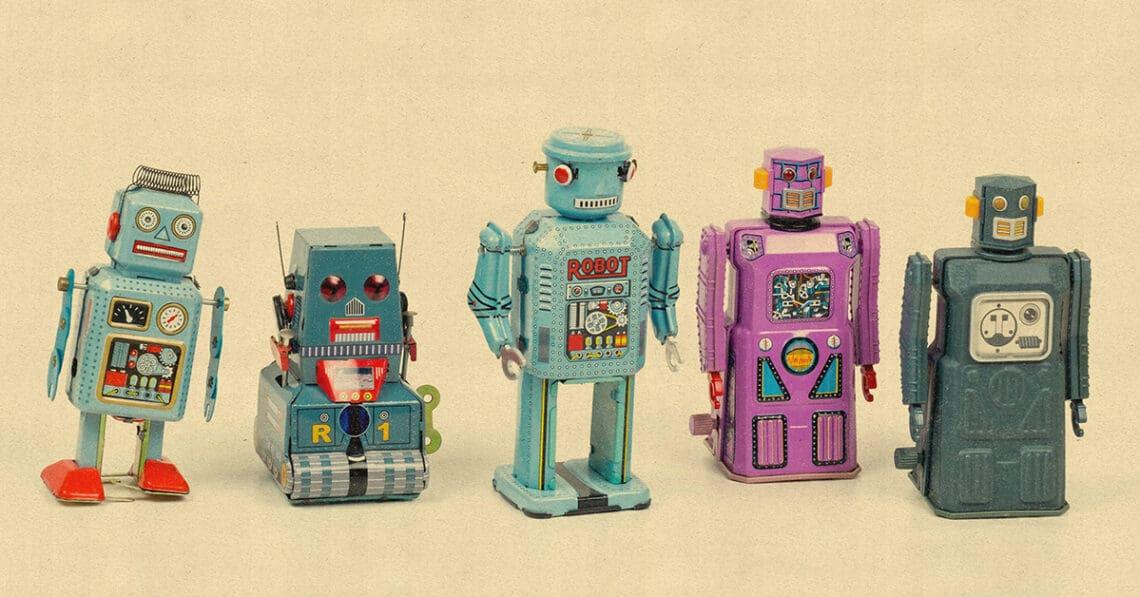 robot workforce cute robots lined up
