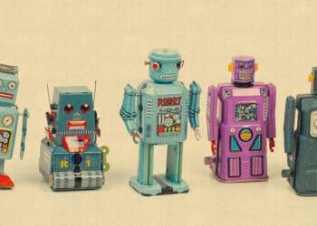 robot workforce cute robots lined up