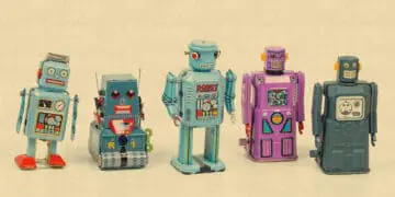 robot workforce cute robots lined up