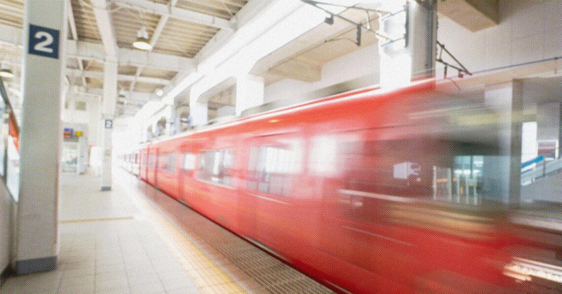 speeding train in motion